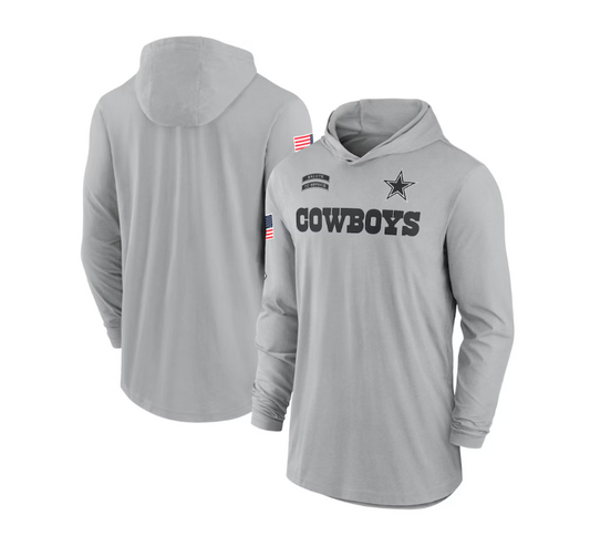 Dallas Cowboys Nike Salute to Service Lightweight Performance Long Sleeve Hooded Shirt - Gray