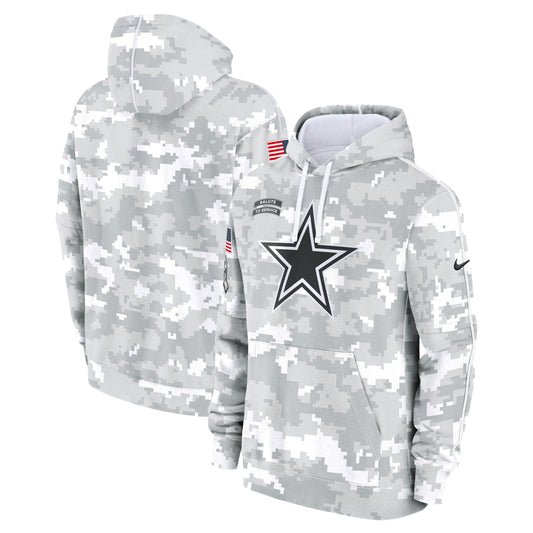 Dallas Cowboys Nike Arctic Camo 2024 Salute to Service Club Fleece Pullover Hoodie