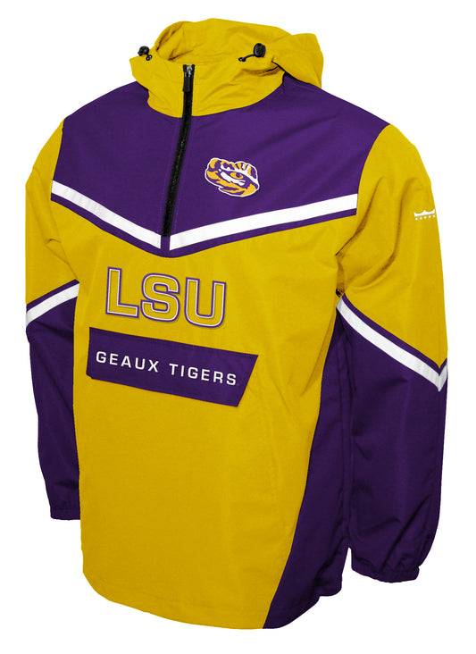 LSU Tigers Franchise Club Action Anorak Quarter-Zip Pullover Jacket - Yellow