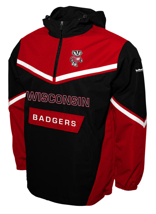 Wisconsin Badgers Franchise Club Action Anorak Quarter-Zip Pullover Jacket - Black