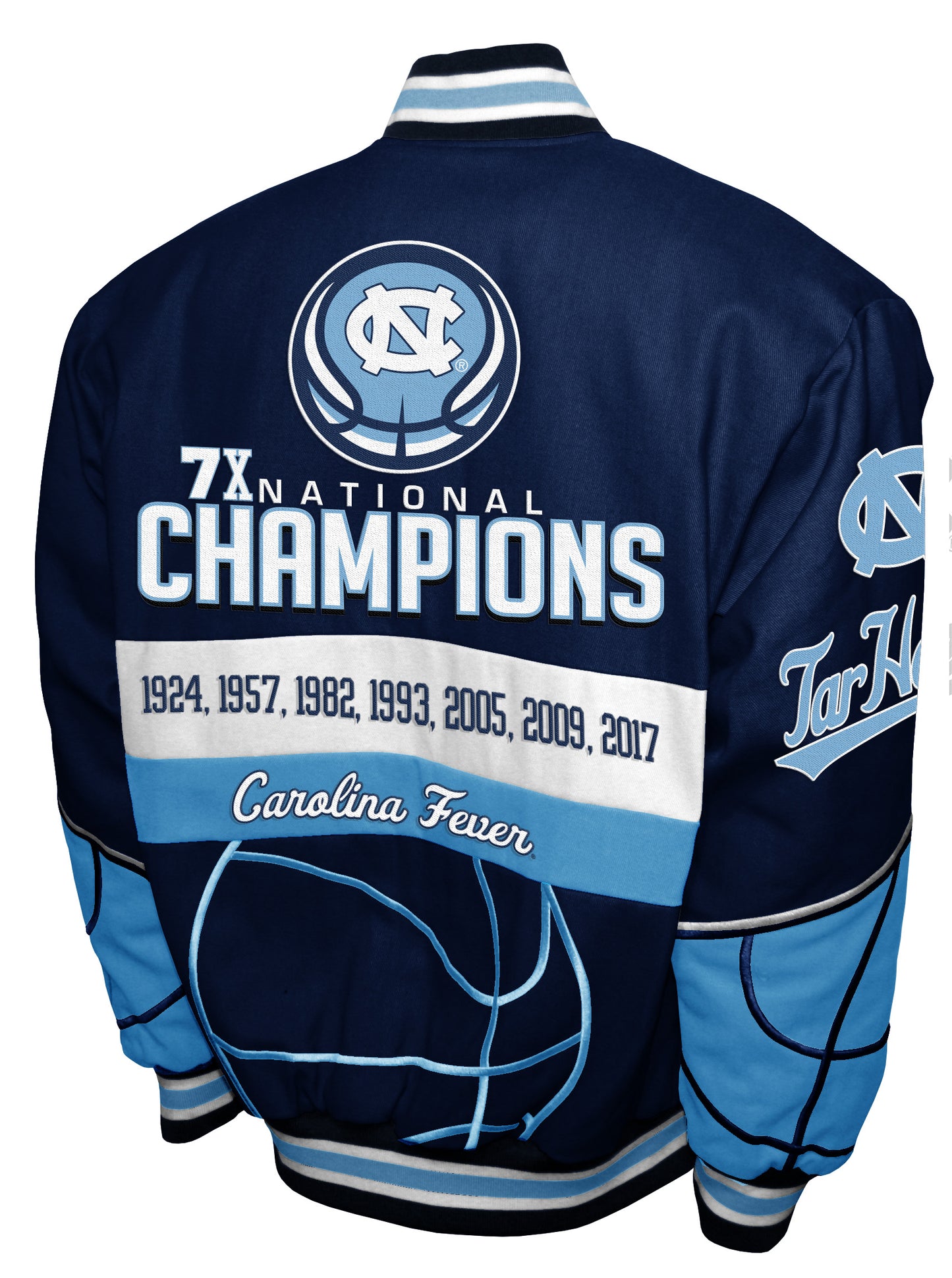 University Of North Carolina Tar Heels  Franchise Club 7-Time Commemorative Twill Full-Snap Jacket - Blue