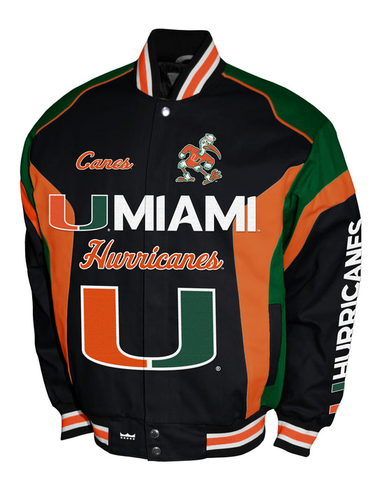 Miami Hurricanes Franchise Club Driven Twill Jacket - Black