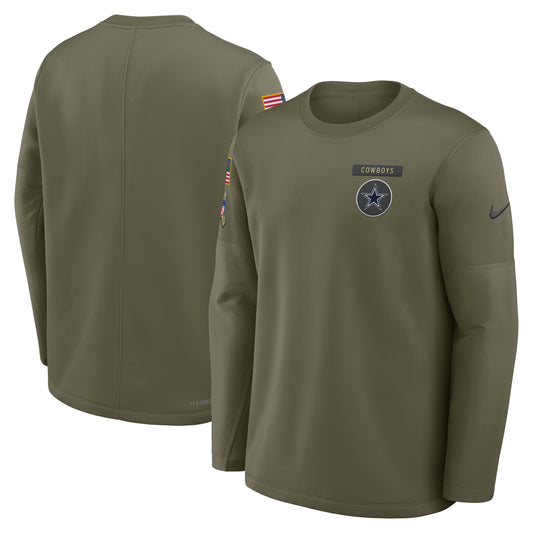 Dallas Cowboys Nike 2025 Salute to Service Sideline Coaches Therma-FIT Long Sleeve Shirt - Olive