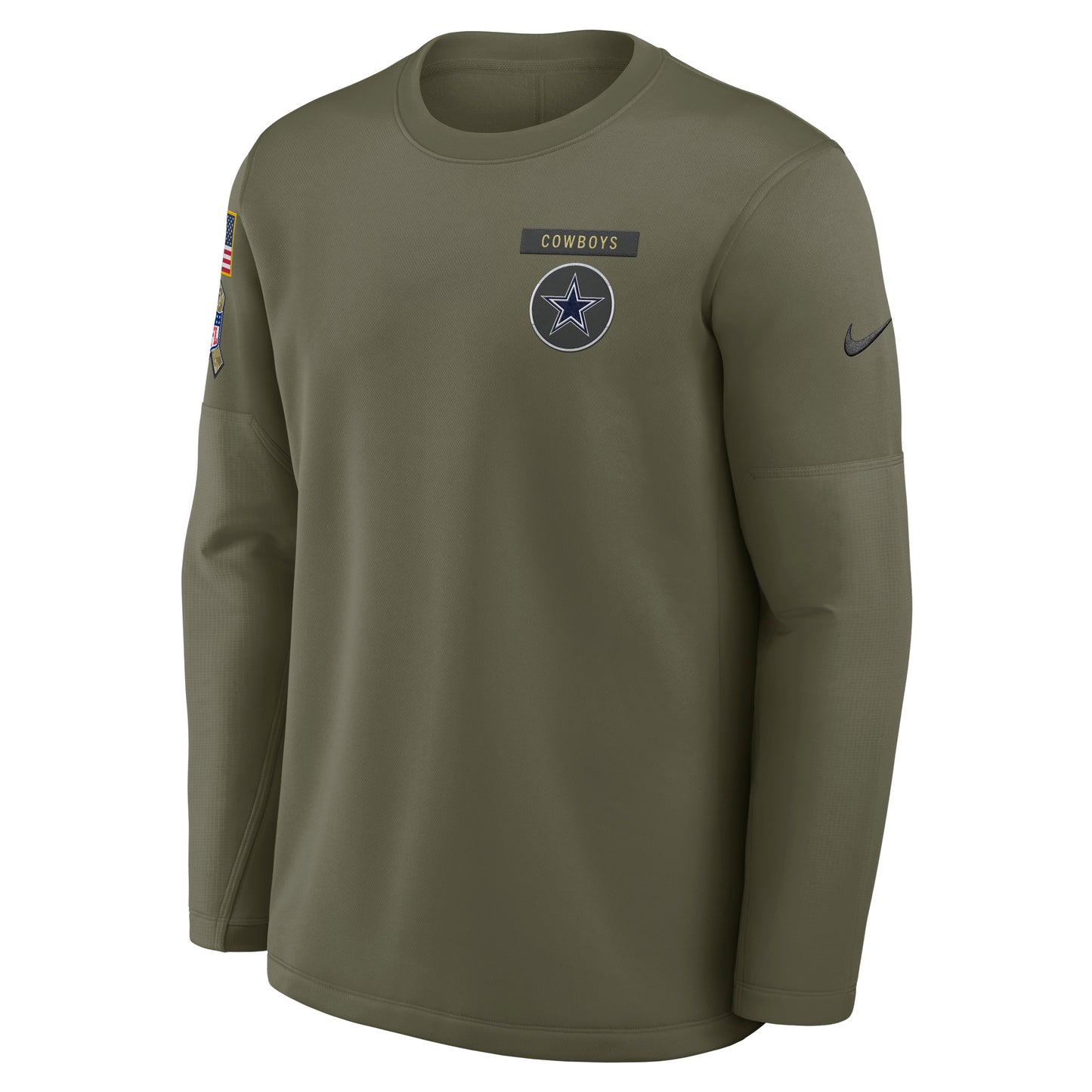 Dallas Cowboys Nike 2025 Salute to Service Sideline Coaches Therma-FIT Long Sleeve Shirt - Olive