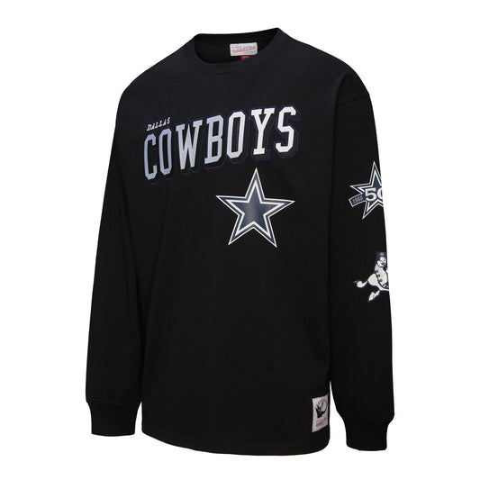 Dallas Cowboys Mitchell & Ness Black Training Camp Vintage Logos Long Sleeve Shirt