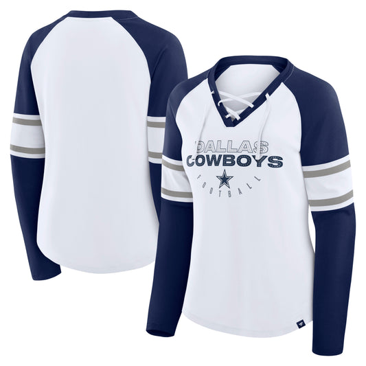 Dallas Cowboys Fanatics Women's Bling Blitz Long Sleeve Shirt- White