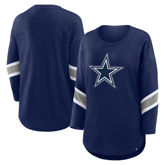 Dallas Cowboys Fanatics Women's Sequin Bling 3/4 Sleeve T-Shirt - Navy