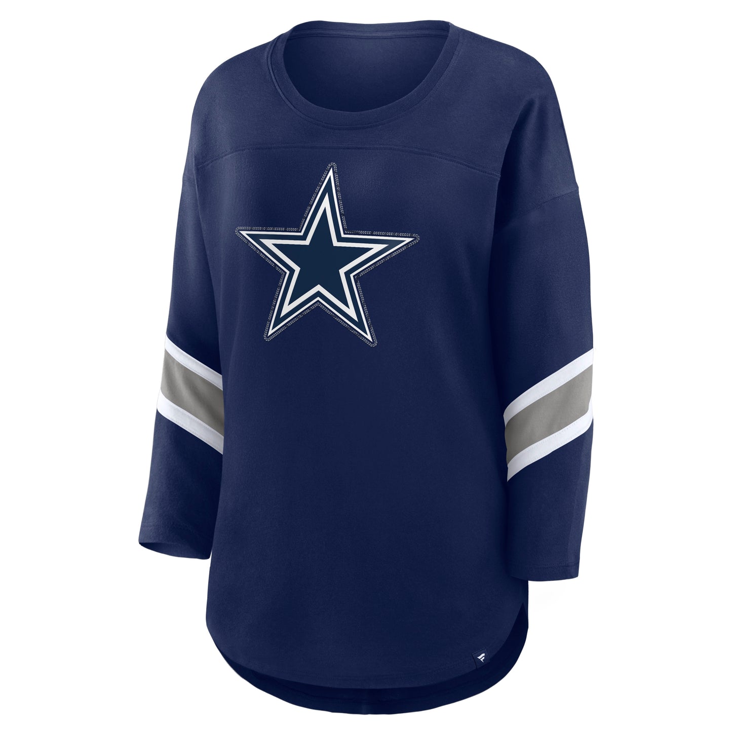 Dallas Cowboys Fanatics Women's Sequin Bling 3/4 Sleeve T-Shirt - Navy