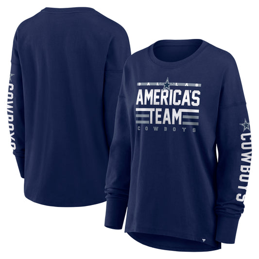 Dallas Cowboys Fanatics Women's Hometown Sweep Long Sleeve Shirt-Navy