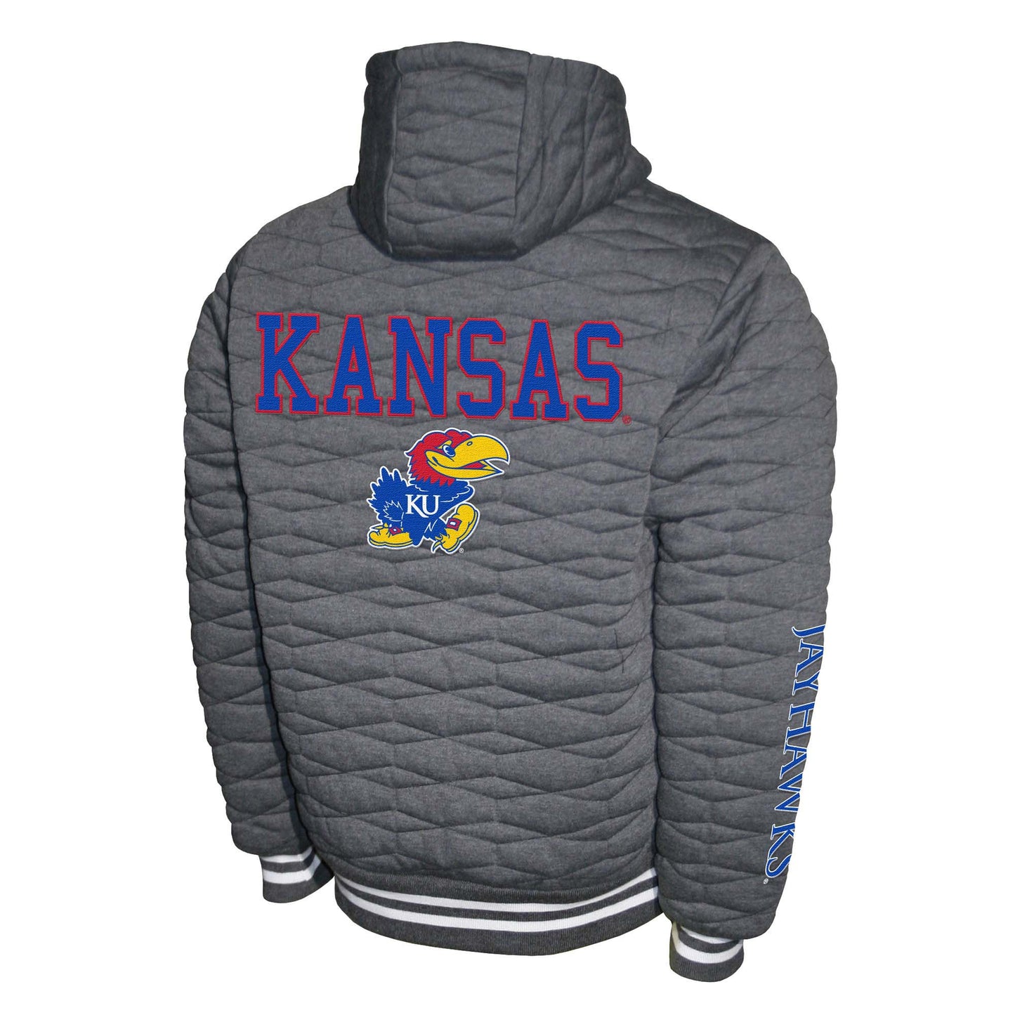 Kansas Jayhawks Franchise Club Honeycomb Hooded Men's Jacket - Gray
