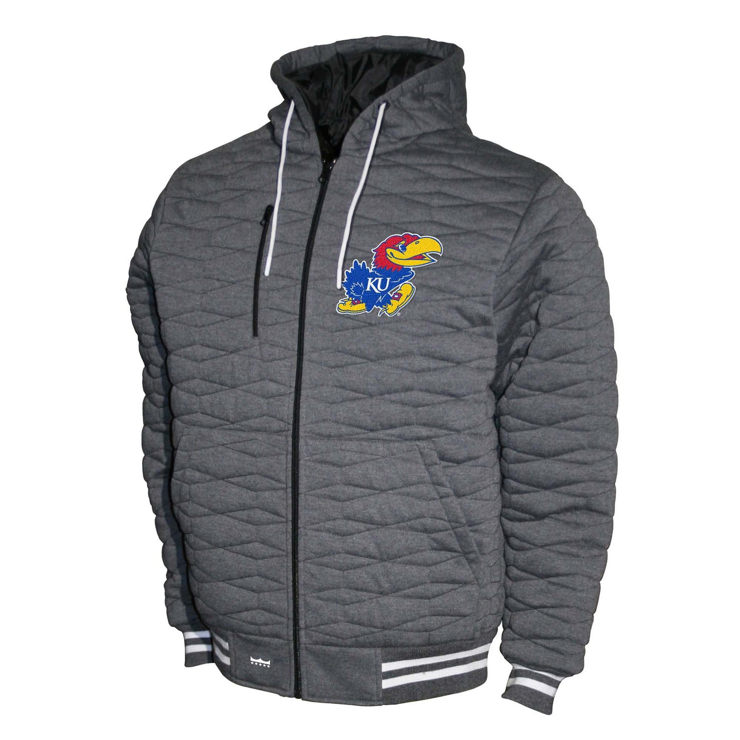 Kansas Jayhawks Franchise Club Honeycomb Hooded Men's Jacket - Gray