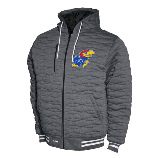 Kansas Jayhawks Franchise Club Honeycomb Hooded Men's Jacket - Gray