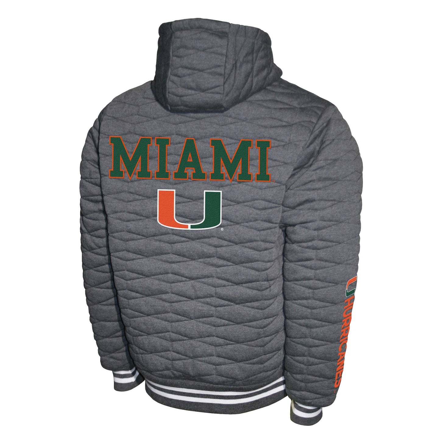 Miami Hurricanes Franchise Club Honeycomb Hooded Men's Jacket - Gray