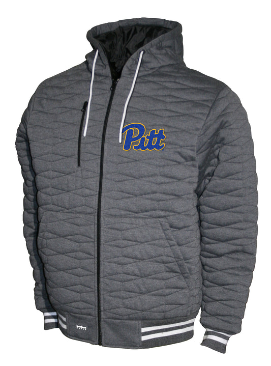 Pittsburgh Panthers Franchise Club Honeycomb Hooded Men's Jacket - Gray