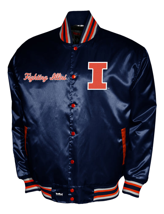 Illinois Fighting Illini Franchise Club Satin Full-Snap Jacket - Navy
