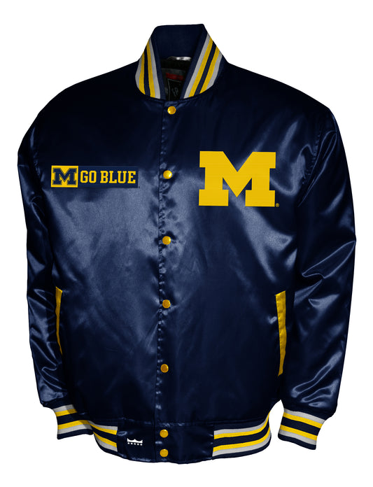 Michigan Wolverines Franchise Club Satin Full-Snap Jacket - Navy