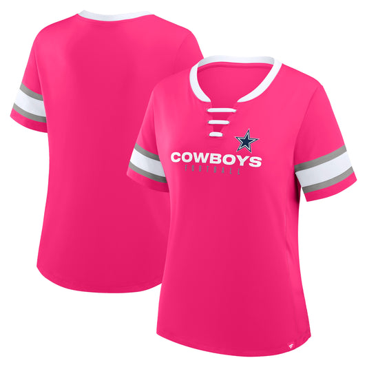 Dallas Cowboys Fanatics Bling Draw Lace Up Shirt- Pink