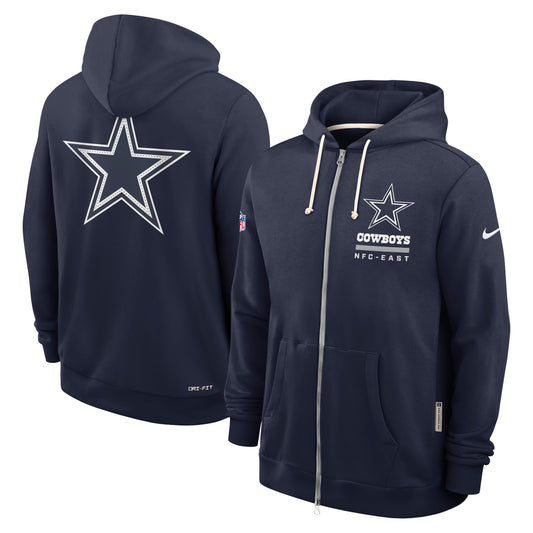 Dallas Cowboys Nike 2025 Sideline Standard Issue Dri-FIT Hoodie Full Zip Men's Hoodie- Navy