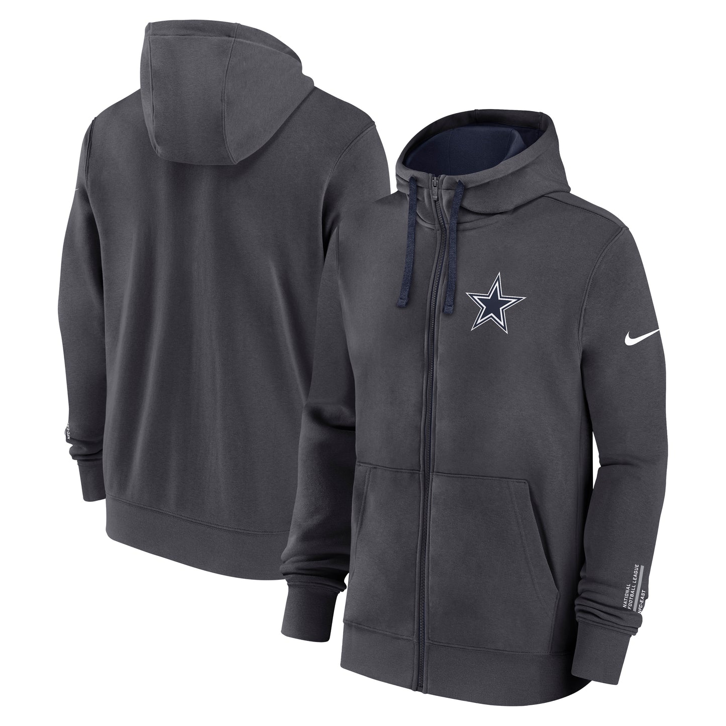 Dallas Cowboys Nike Sideline Club Full-Zip Hoodie - Gray