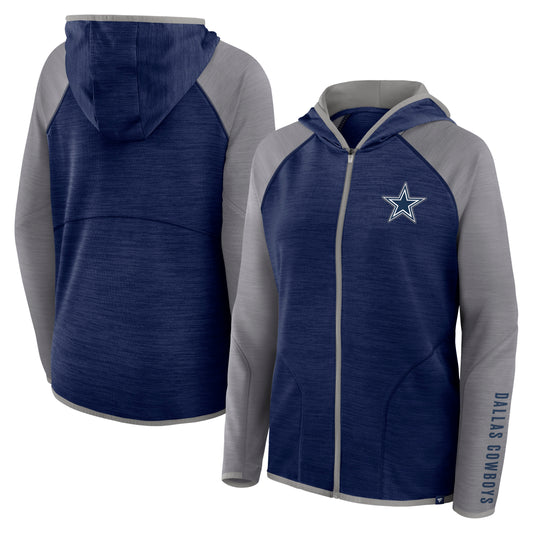 Dallas Cowboys Fanatics End Around Women's Lightweight Full-Zip Hooded Jacket- Navy