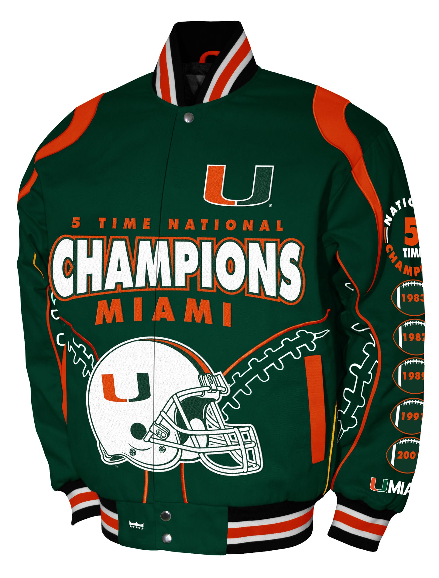Miami Hurricanes Franchise Club Commemorative Twill Jacket - Green