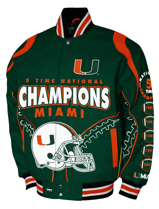Miami Hurricanes Franchise Club Commemorative Twill Jacket - Green