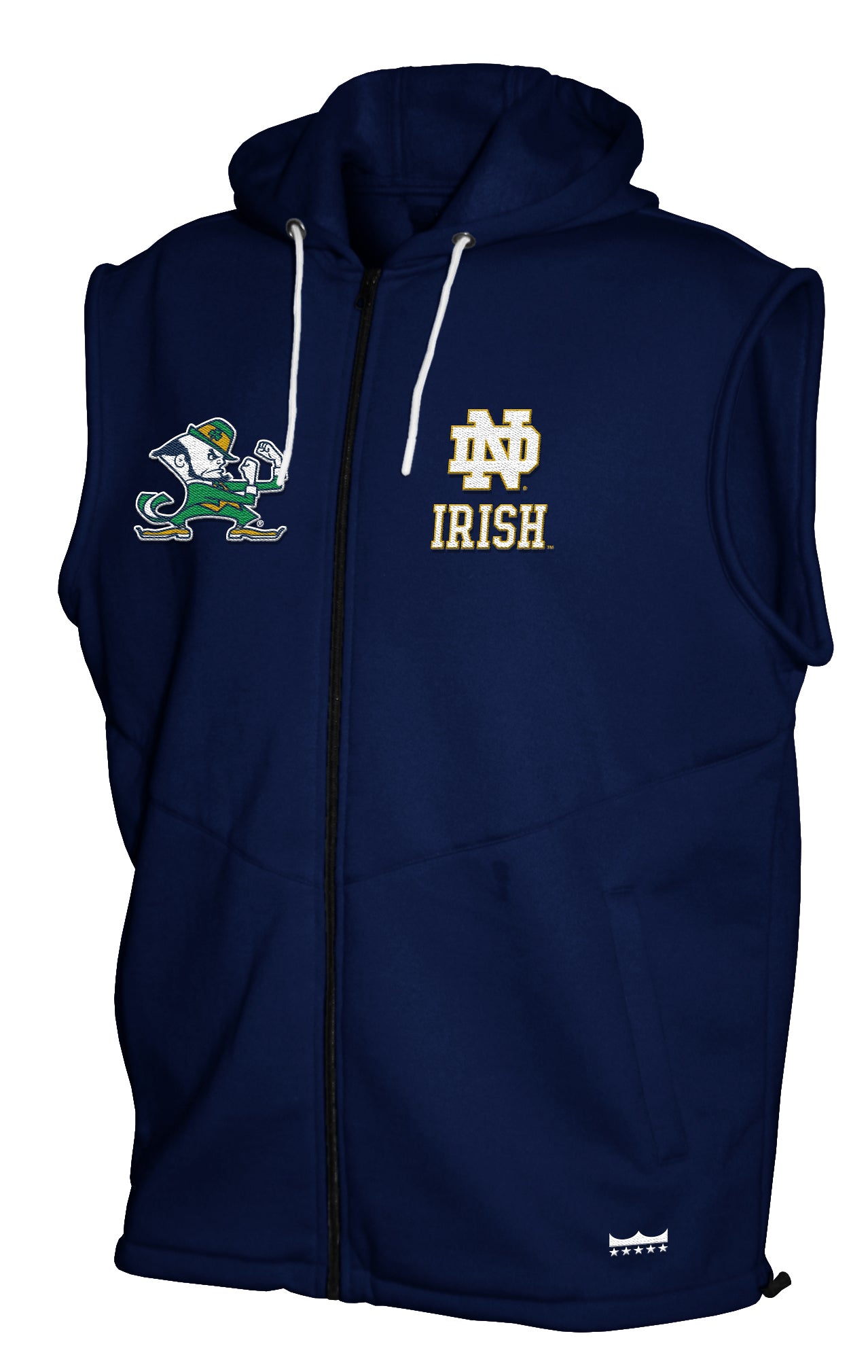 Notre Dame Fighting Irish Franchise Club Gym Fleece Full-Zip Hoodie Vest - Navy