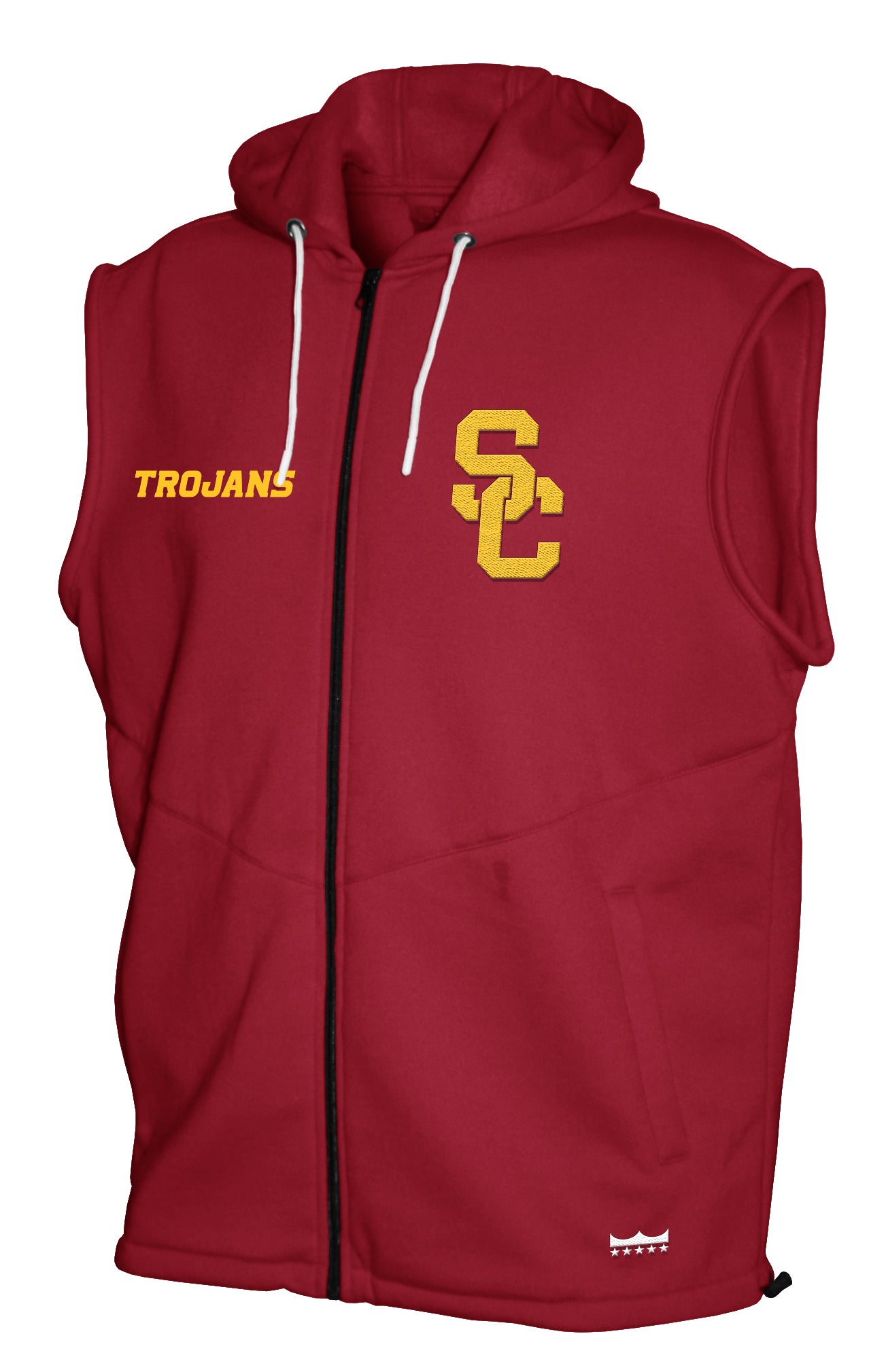 USC Trojans Franchise Club Gym Fleece Full-Zip Hoodie Vest - Burgandy
