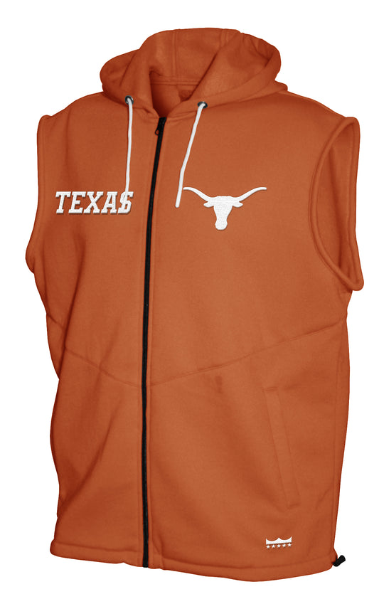 Texas Longhorns Franchise Club Gym Fleece Full-Zip Hoodie Vest - Orange