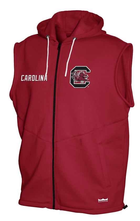 South Carolina Gamecocks Franchise Club Gym Fleece Full-Zip Hoodie Vest - Garnet