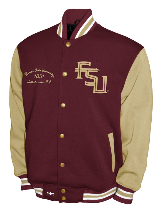 Florida State Seminoles Franchise Club Fleece Varsity Full-Snap Jacket - Burgandy