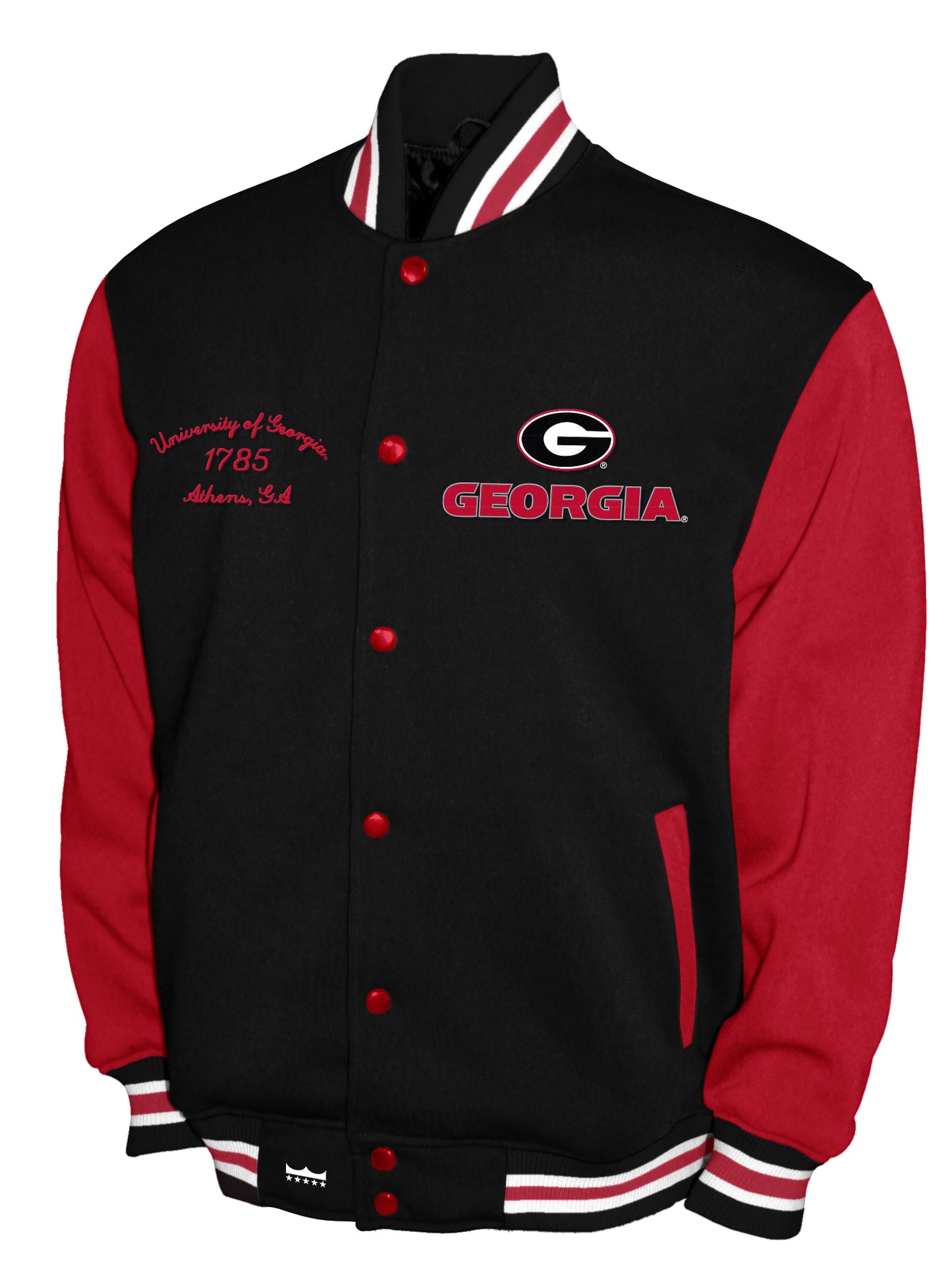 Georgia Bulldogs Franchise Club Fleece Varsity Full-Snap Jacket - Black