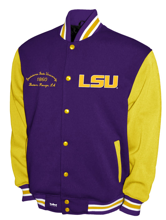 LSU Tigers Franchise Club Fleece Varsity Full-Snap Jacket - Purple