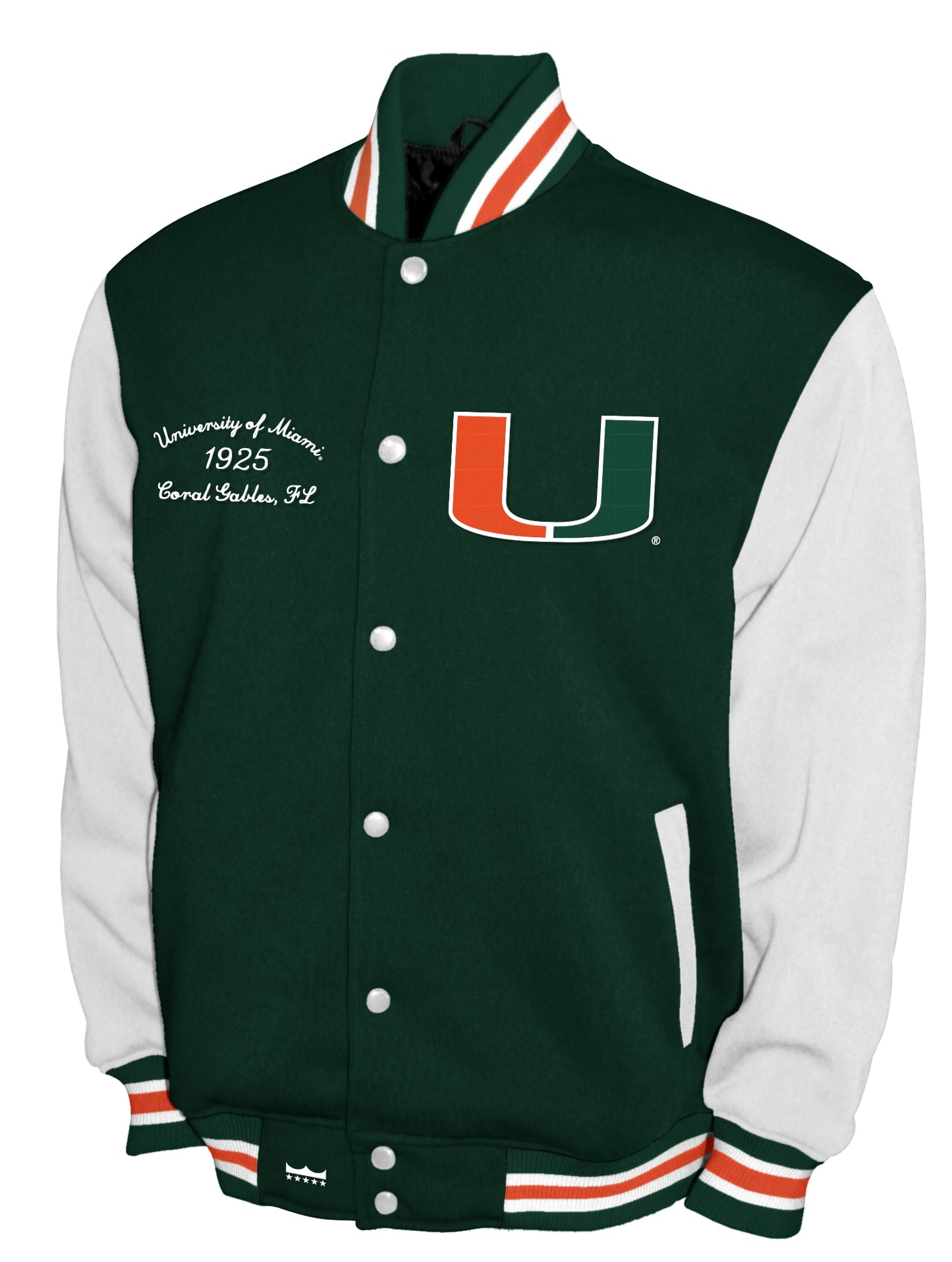 Miami Hurricanes Franchise Club Fleece Varsity Full-Snap Jacket - Green