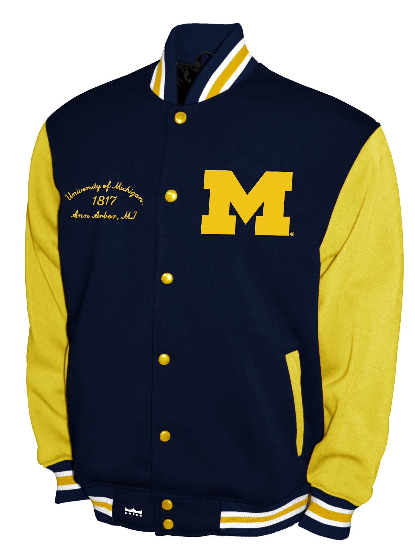 Michigan Wolverines Franchise Club Fleece Varsity Full-Snap Jacket - Navy
