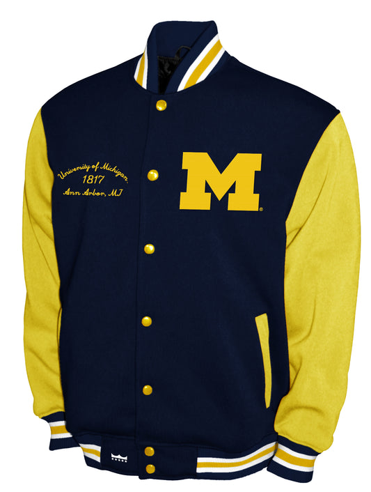 Michigan Wolverines Franchise Club Fleece Varsity Full-Snap Jacket - Navy