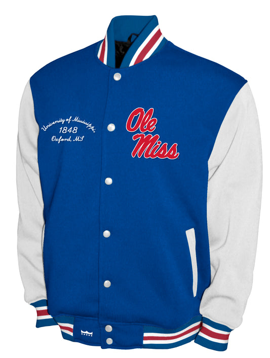 Ole Miss Rebels Franchise Club Fleece Varsity Full-Snap Jacket - Blue