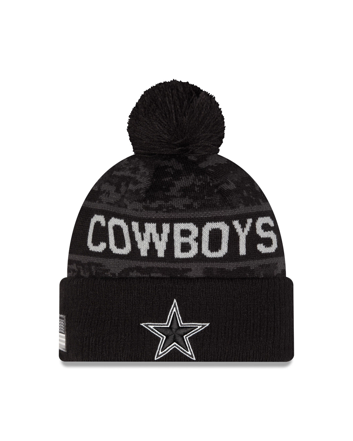 Dallas Cowboys New Era 2026 Salute To Service Cuffed Knit Hat with Pom - Black