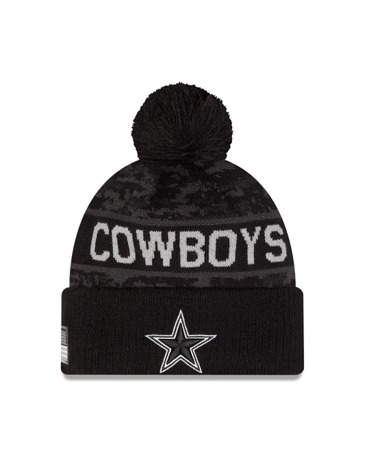 Dallas Cowboys New Era 2026 Salute To Service Cuffed Knit Hat with Pom - Black