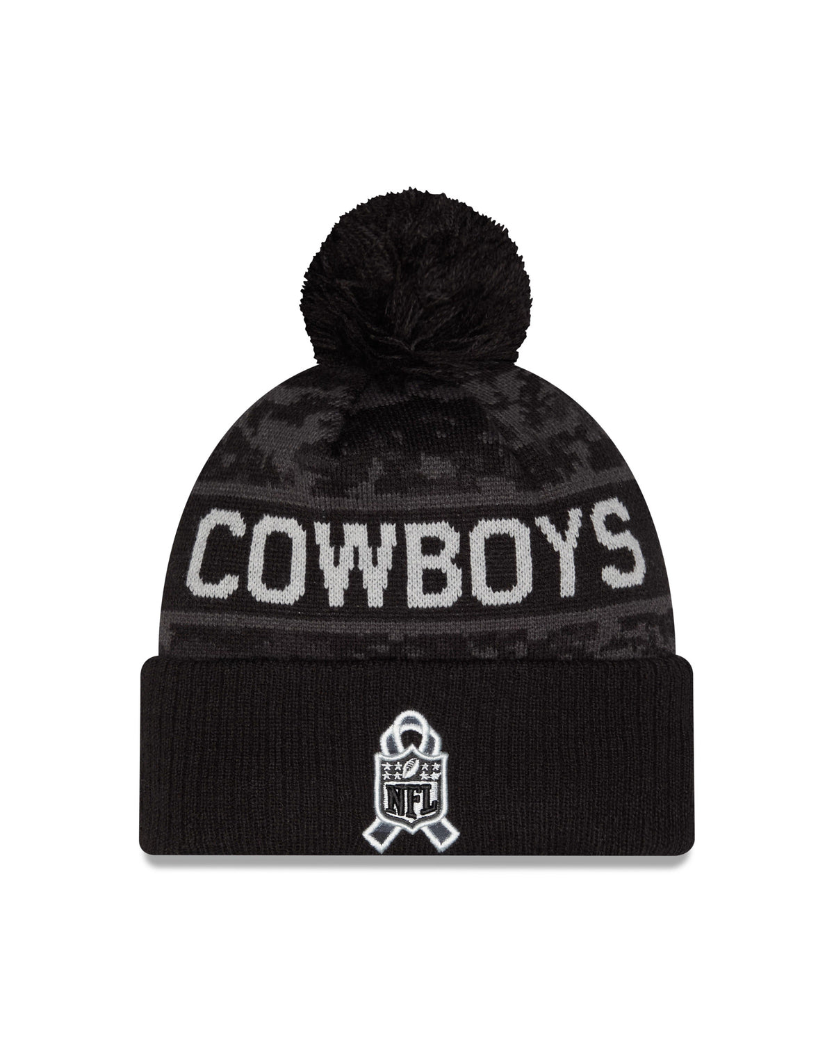 Dallas Cowboys New Era 2026 Salute To Service Cuffed Knit Hat with Pom - Black