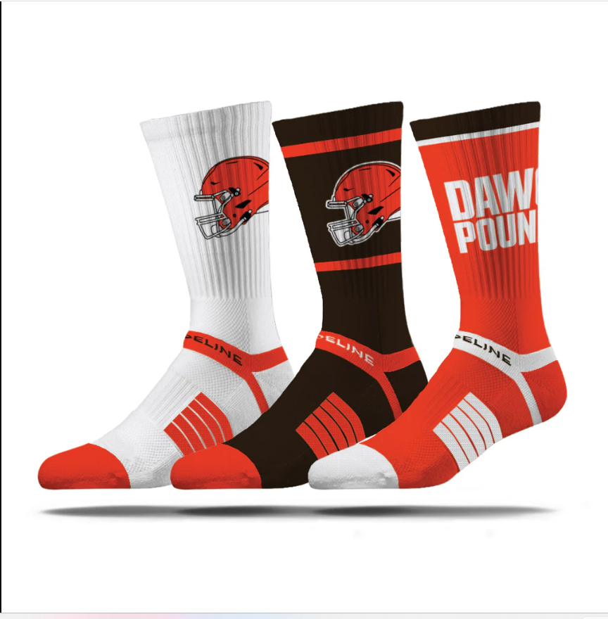 Cleveland Browns Strideline  Unisex Premium 3-Pack Knit Crew Socks Set