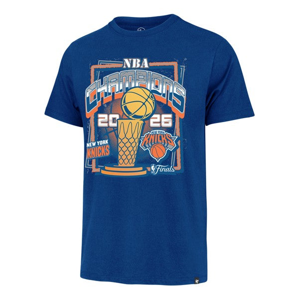 NEW YORK KNICKS JETTY BLUE 2026 NBA FINALS CHAMPIONS FRANKLIN TEE