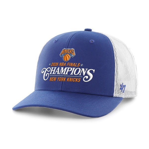 New York Knicks '47 2026 NBA Finals Champions Trucker Adjustable Hat - Blue