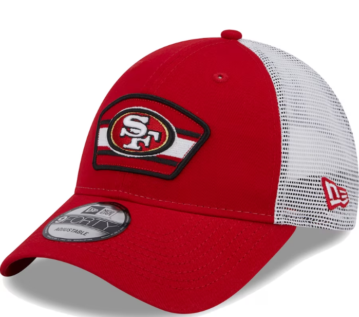 San Francisco 49ers New Era Logo Patch Trucker Mesh 9Forty Snap Back Hat - Red