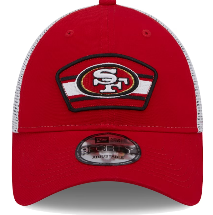 San Francisco 49ers New Era Logo Patch Trucker Mesh 9Forty Snap Back Hat - Red