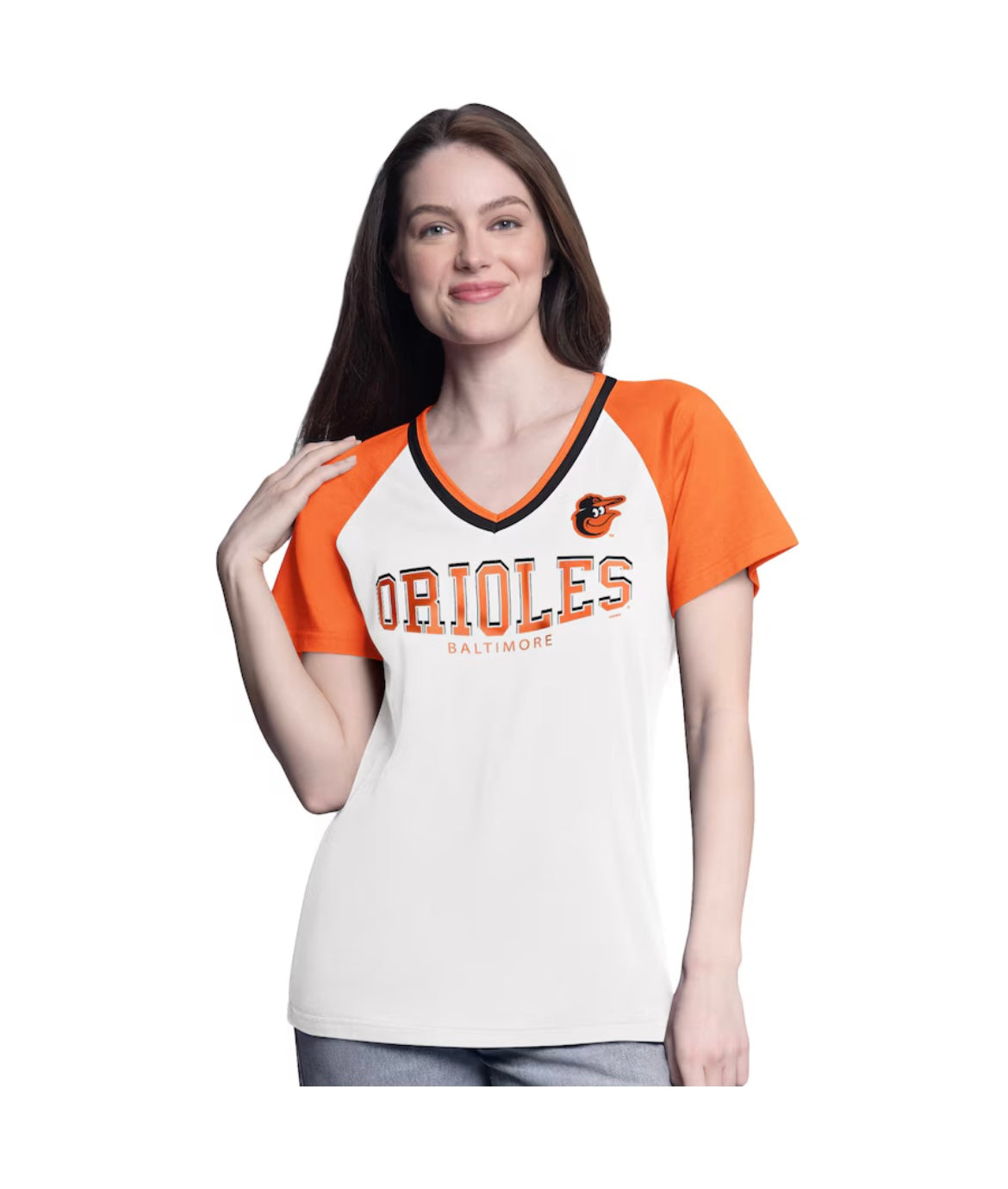 Baltimore Orioles G-III Ball Park Raglan Women's T-Shirt- White
