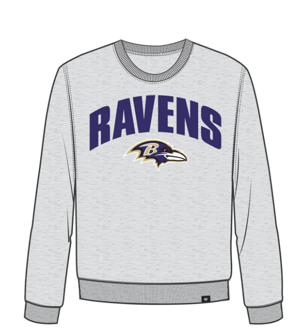Baltimore Ravens '47 Brand Strider Rely Gray headline Crew Neck