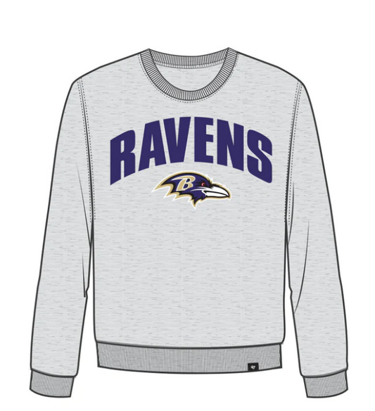 Baltimore Ravens '47 Brand Strider Rely Gray headline Crew Neck