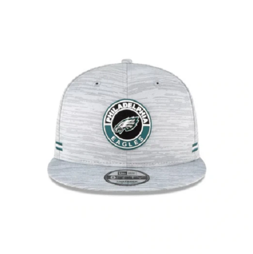 Philadelphia Eagles New Era Road Sideline 9FIFTY Adjustable Snapback Hat - Gray