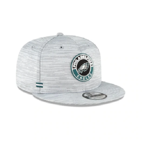 Philadelphia Eagles New Era Road Sideline 9FIFTY Adjustable Snapback Hat - Gray